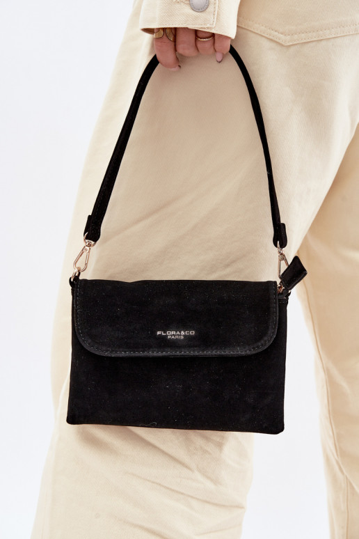 Small Crossbody Bag Made of Eco Suede Black Lucelle