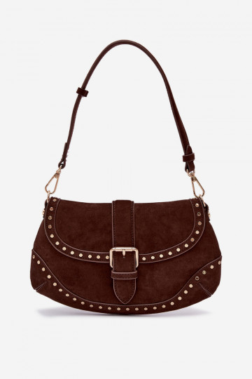 Eco Suede Bag with Clamps Chocolate Clarielle