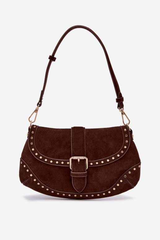 Eco Suede Bag with Clamps Chocolate Clarielle