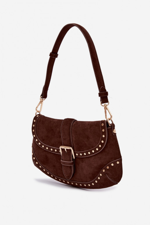 Eco Suede Bag with Clamps Chocolate Clarielle