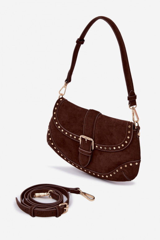 Eco Suede Bag with Clamps Chocolate Clarielle