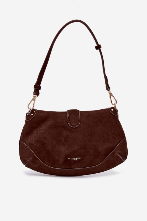 Eco Suede Bag with Clamps Chocolate Clarielle
