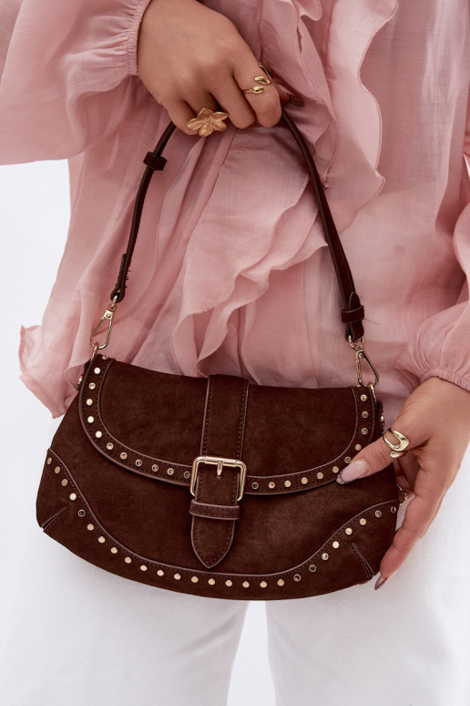 Eco Suede Bag with Clamps Chocolate Clarielle