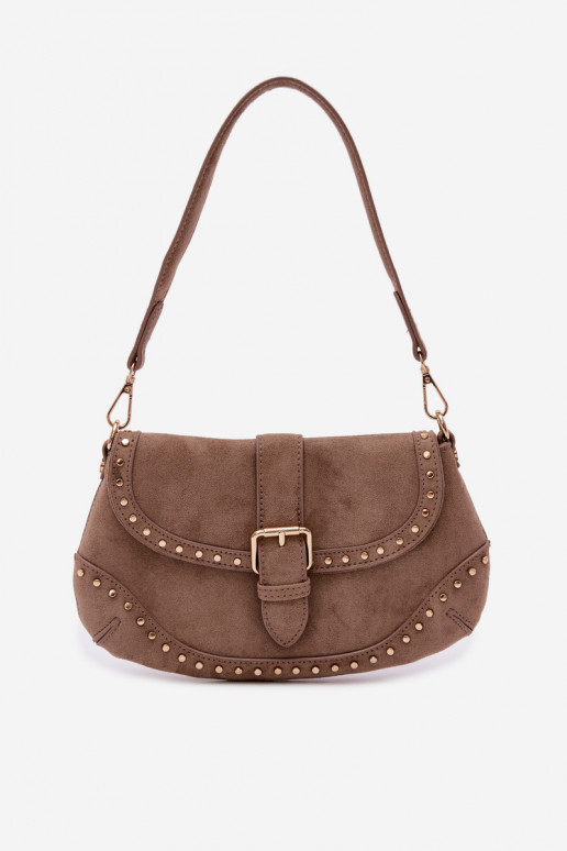 Eco Suede Studded Bag Dark Beige Clarielle