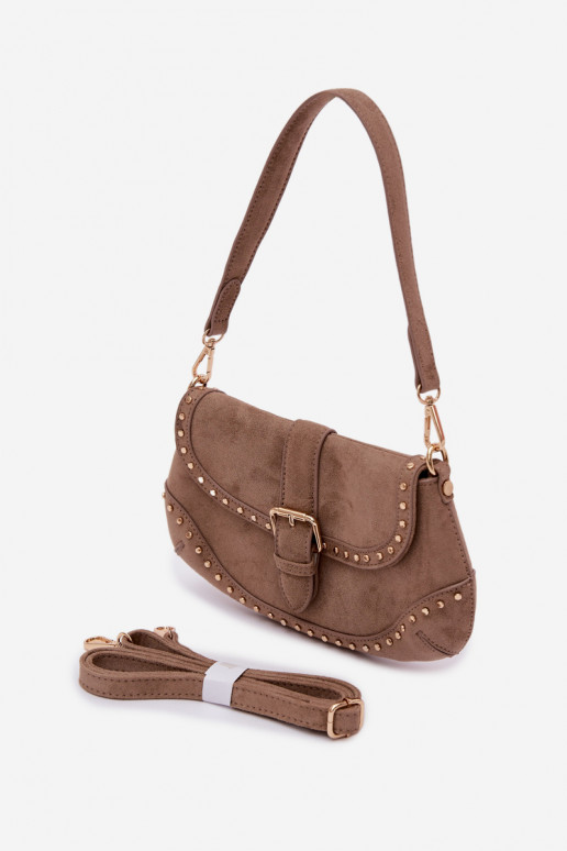 Eco Suede Studded Bag Dark Beige Clarielle