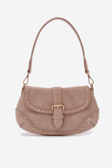 Eco Suede Bag with Buckles Light Beige Clarielle
