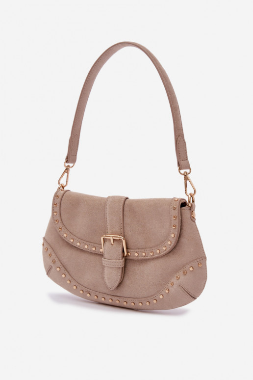 Eco Suede Bag with Buckles Light Beige Clarielle