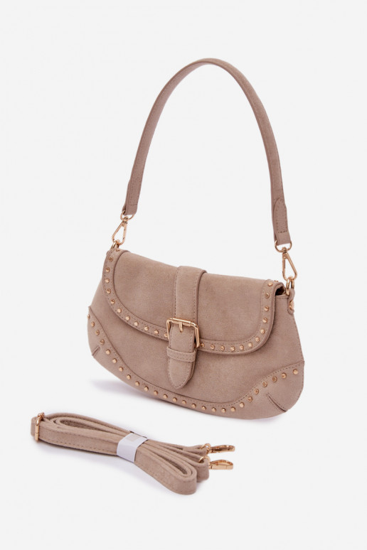 Eco Suede Bag with Buckles Light Beige Clarielle