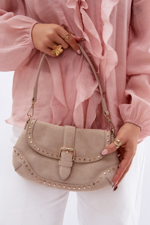Eco Suede Bag with Buckles Light Beige Clarielle