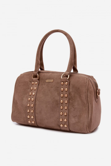 Box Bag with Gold Studs Dark Beige Emelle 2