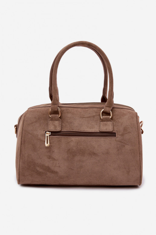 Box Bag with Gold Studs Dark Beige Emelle