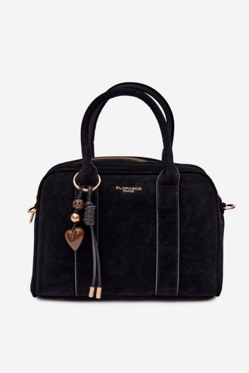Box Bag Eco Suede with Keychain Black Sorielle
