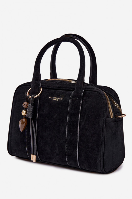 Box Bag Eco Suede with Keychain Black Sorielle