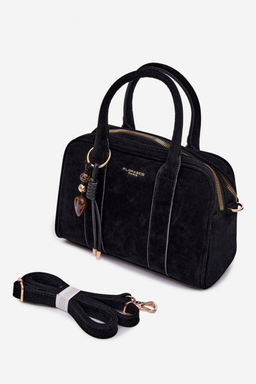 Box Bag Eco Suede with Keychain Black Sorielle