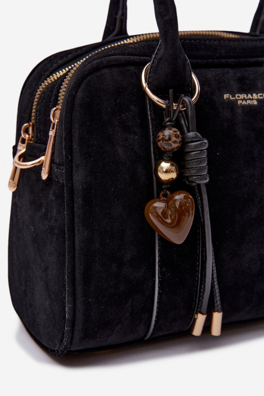 Box Bag Eco Suede with Keychain Black Sorielle