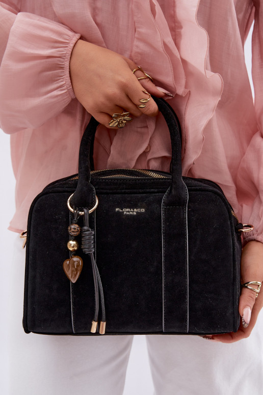 Box Bag Eco Suede with Keychain Black Sorielle