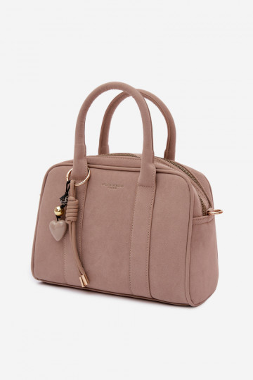 Beige Eco Suede Box Bag with Keychain Sorielle 2