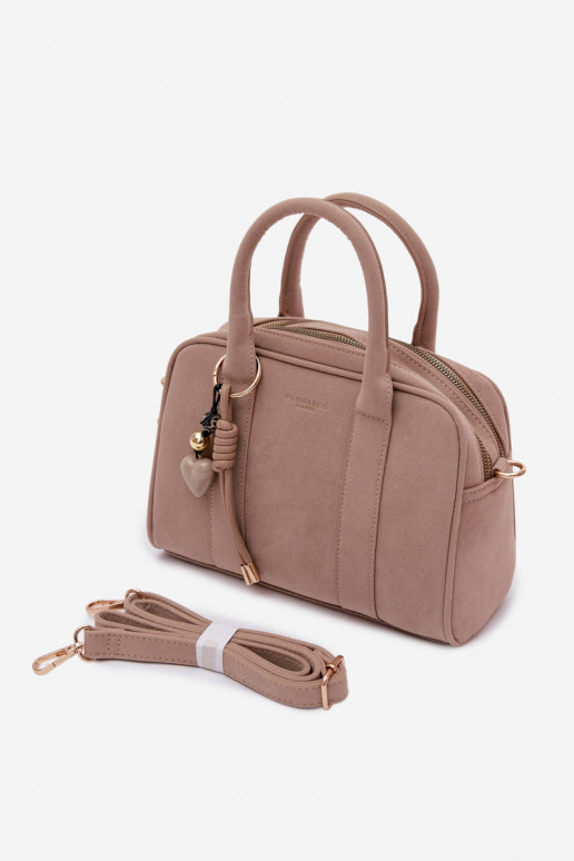 Beige Eco Suede Box Bag with Keychain Sorielle