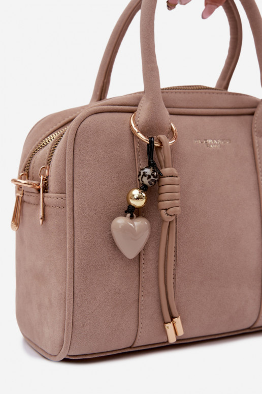Beige Eco Suede Box Bag with Keychain Sorielle