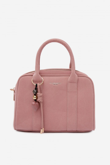 Pink Eco Suede Box Bag With Keychain Sorielle