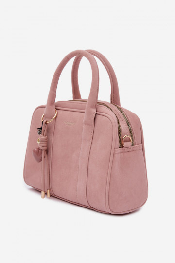 Pink Eco Suede Box Bag With Keychain Sorielle 2