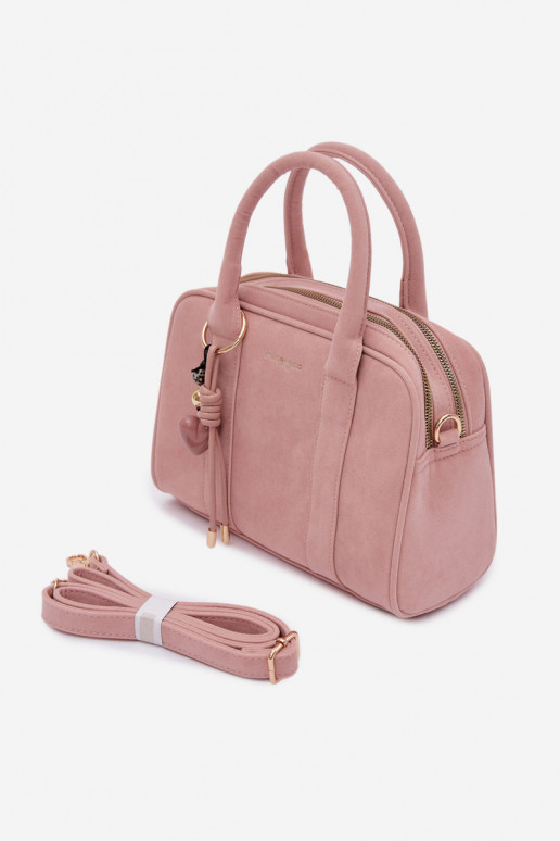 Pink Eco Suede Box Bag With Keychain Sorielle