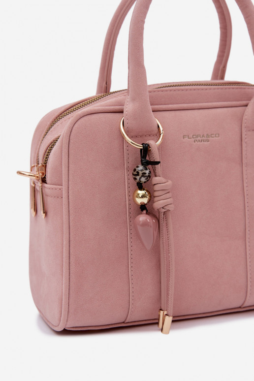 Pink Eco Suede Box Bag With Keychain Sorielle