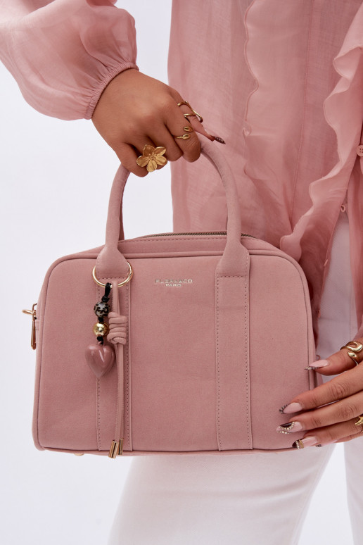 Pink Eco Suede Box Bag With Keychain Sorielle