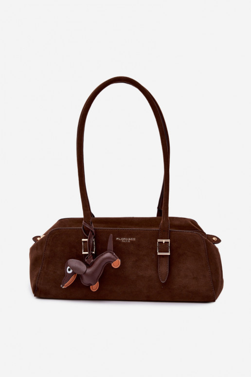 Chocolate Dog Charm Faux Suede Bag Noely