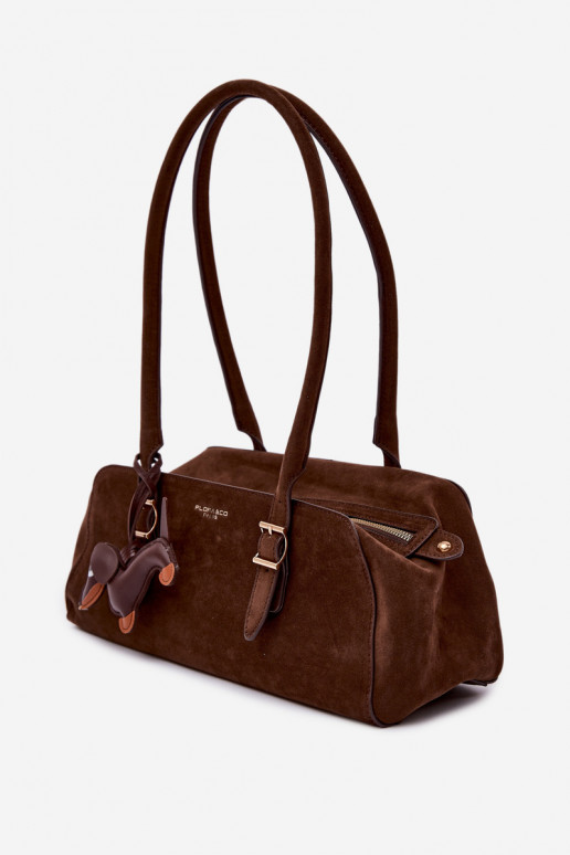 Chocolate Dog Charm Faux Suede Bag Noely