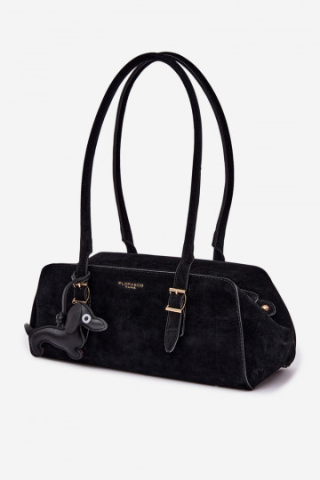 Noely Black Faux Suede Dog Charm Bag 2