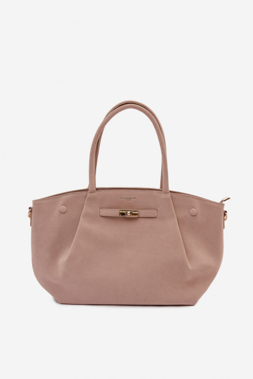 Beige Imitation Suede Shopper Bag Nellia