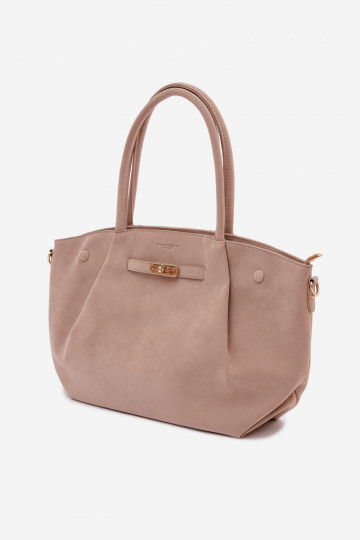 Beige Imitation Suede Shopper Bag Nellia 2
