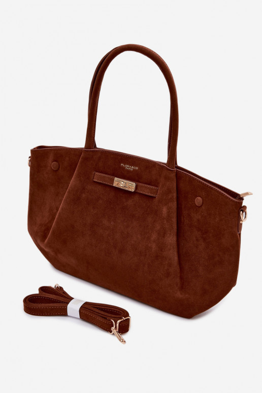 Camel Nellia Imitation Suede Shopper Bag