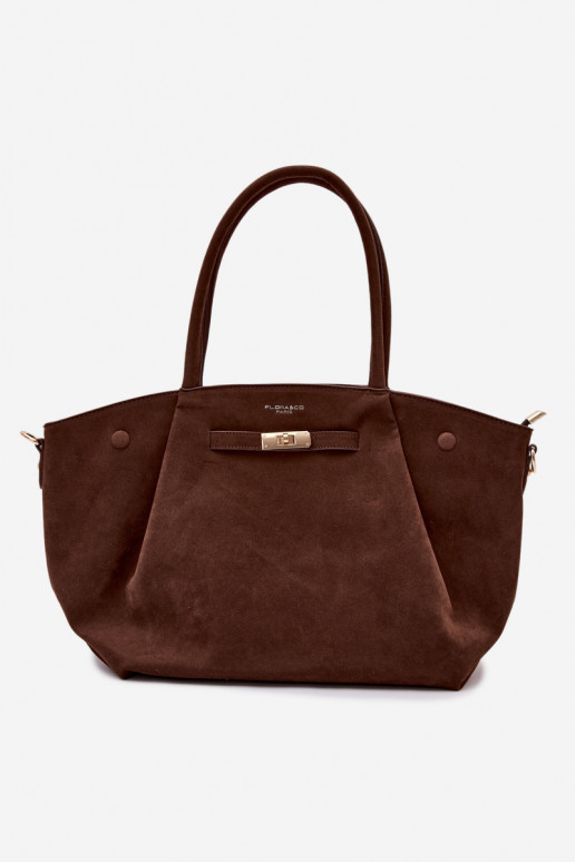 Nellia Shopper Bag Made of Faux Suede Chocolate