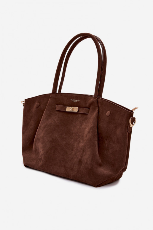 Nellia Shopper Bag Made of Faux Suede Chocolate