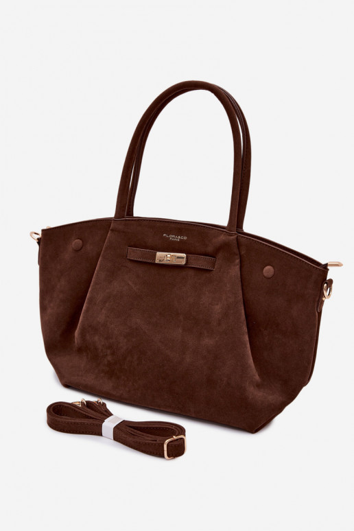 Nellia Shopper Bag Made of Faux Suede Chocolate