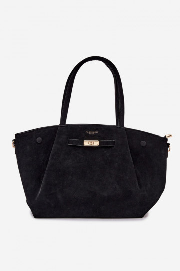 Nellia Black Faux Suede Shopper Bag