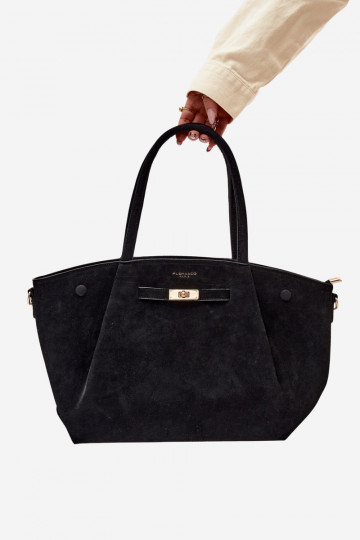 Nellia Black Faux Suede Shopper Bag 2