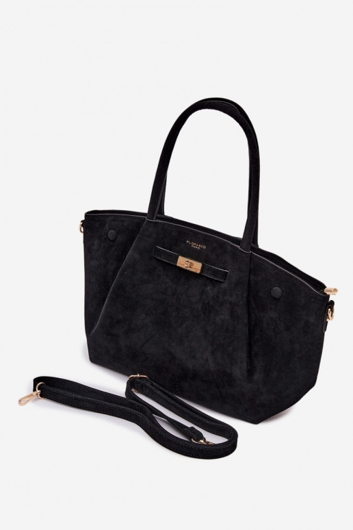 Nellia Black Faux Suede Shopper Bag
