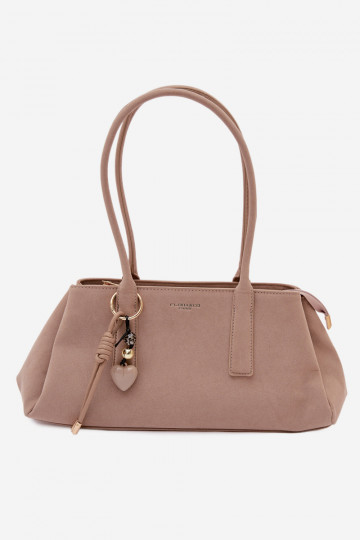 Eco Suede Handbag With Keychain Beige Nelina