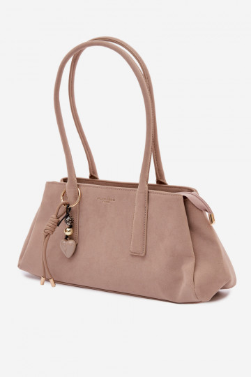 Eco Suede Handbag With Keychain Beige Nelina 2