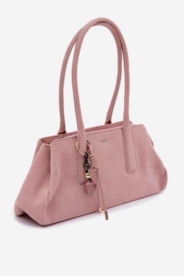 Eco Suede Bag with Keychain Pink Nelina 2