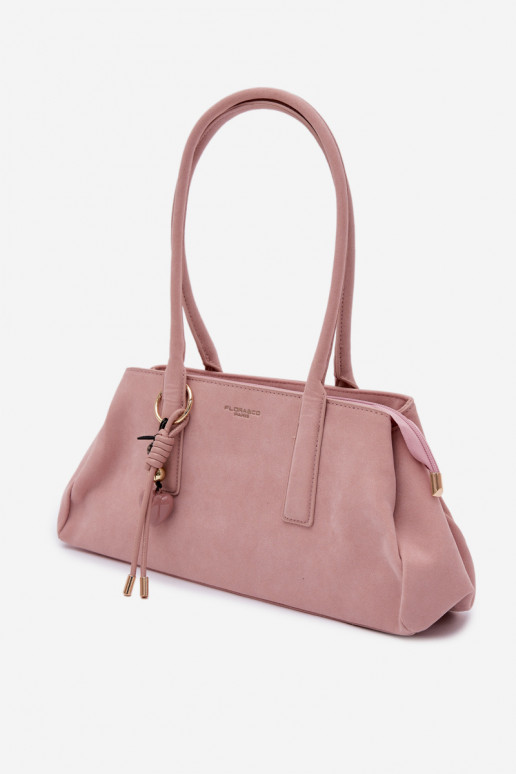 Eco Suede Bag with Keychain Pink Nelina