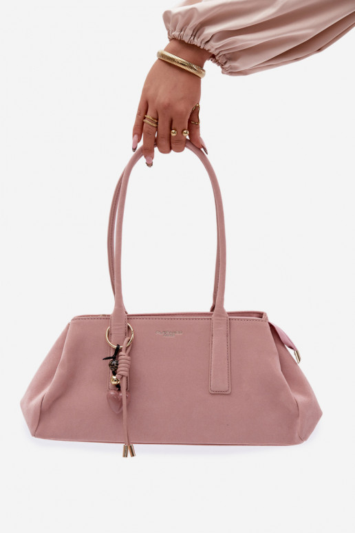 Eco Suede Bag with Keychain Pink Nelina