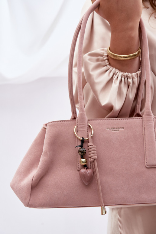 Eco Suede Bag with Keychain Pink Nelina