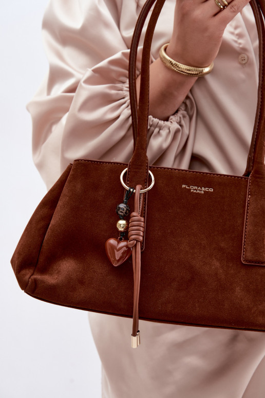 Eco Suede Bag With Keychain Camel Nelina