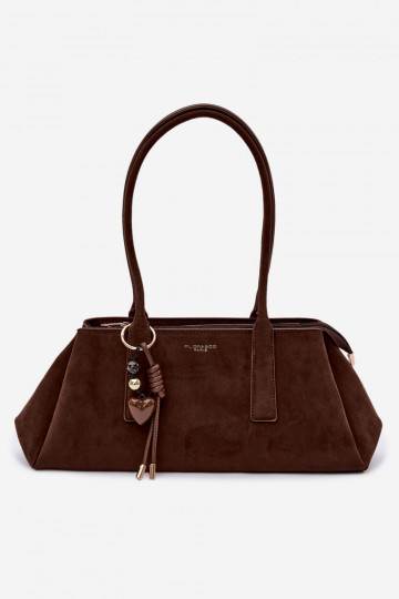 Eco Suede Bag With Keychain Chocolate Nelina