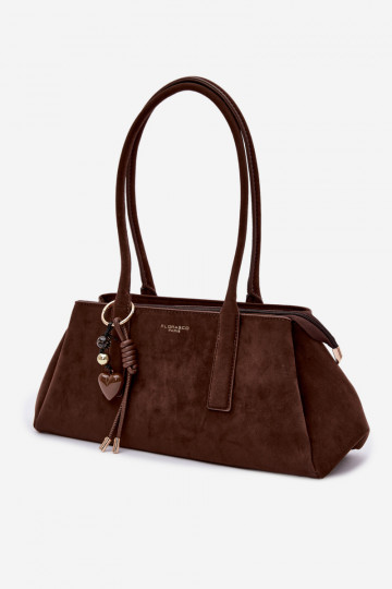 Eco Suede Bag With Keychain Chocolate Nelina 2