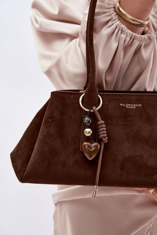 Eco Suede Bag With Keychain Chocolate Nelina